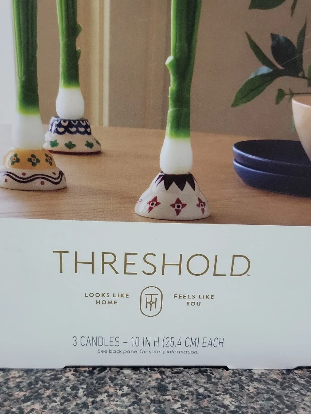 Threshold Green Onion Taper Candles 3 Piece